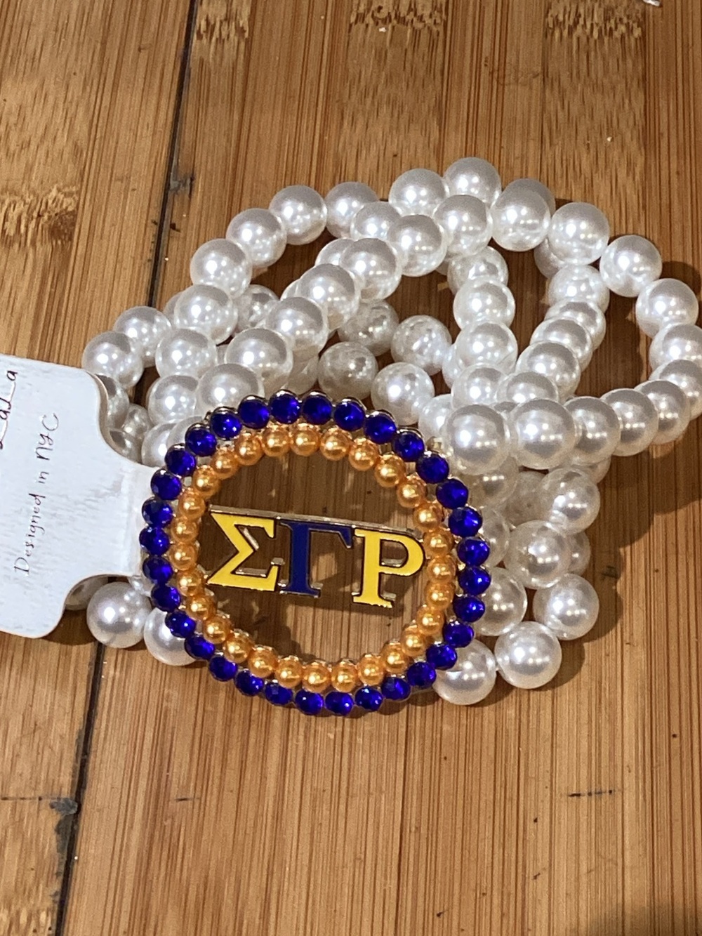 Classic Faux Pearl Multi-Strand Bracelet with Gold Ring